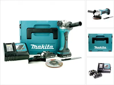 Produktbild von Makita DGA 452 RYJ Akku Winkelschleifer 18V 115mm + 2x Akku 1,5Ah + Ladegerät + Makpac