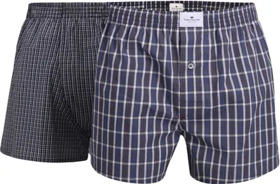 Produktbild von Tom Tailor Herren-Boxershorts 2er-Pack grau-blau kariert 8