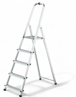 Image de Échelle domestique et professionnelle en aluminium à trois marches, capacité de charge de 120 kg, idéale pour un usage domestique et professionnel, robuste et légère - 5 marches