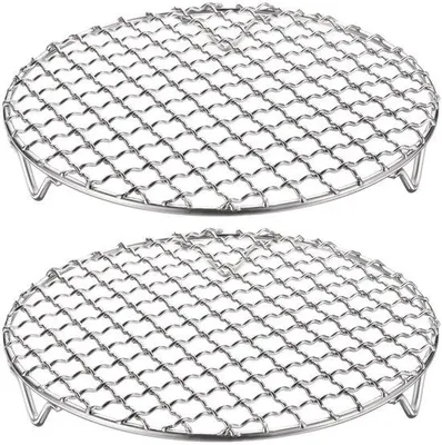 Image de Grill en acier inoxydable avec plaque de cuisson ronde de 18 cm et pieds de 20 mm