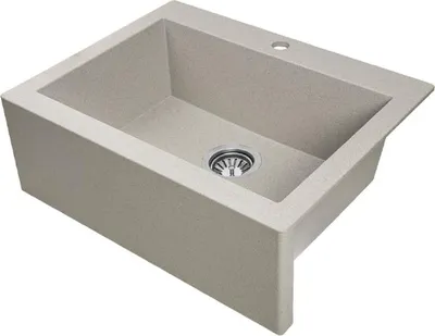 Produktbild von BADLAND BADLAND Spülbecken Granitspüle mit Schürze Einzelbecken KOMODO 49x58 Beige | Siphon im SET!