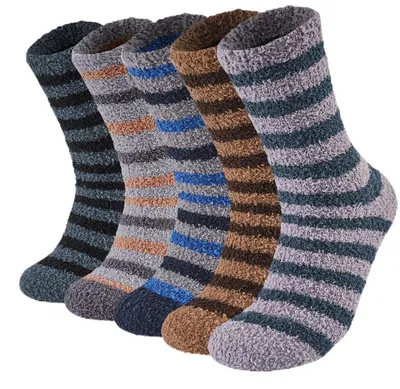 Produktbild von Kuschelsocken Herren 5 Paar Rutschfest Warm Winter Größe 38-45 Braun Schwarz