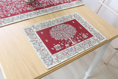 Platzdeckchen-Set 4er 35x45 cm Barockblumen bordeaux