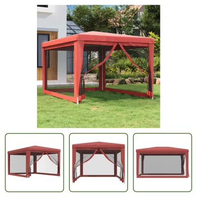 Image de The Living Store Tente de réception avec 4 parois latérales en maille rouge 3x4 m HDPE