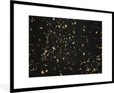 Produktbild von MuchoWow® MuchoWow® Gerahmtes Poster Goldene Flocken auf schwarzem Hintergrund 90x60 cm - Poster mit zchwarzem Bilderrahmen - Wanddekoration - Fotos