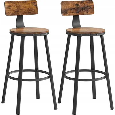 Produktbild von 2er-Set Loft Barhocker aus Holz und schwarzem Stahl