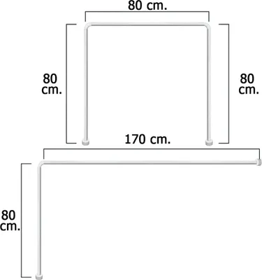 Produktbild von Universal-Duschvorhangstange aus weißem Aluminium 80 x 170 cm.