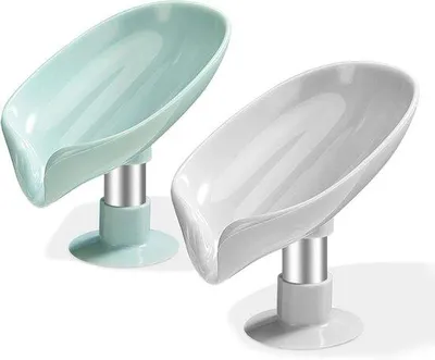 Produktbild von Set aus 2 Seifenhaltern, Duschseifenstützen, Küchenabwaschbürstenhaltern, Seifenbecken mit Abfluss, einfach zu reinigend, schnell trocknend, bohrfrei