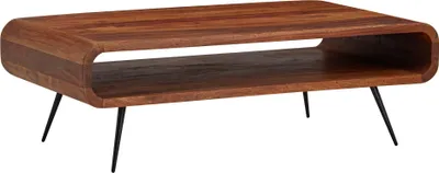 Immagine prodotto di Tavolino 90x55x30 cm in legno massiccio di sheesham / tavolino angolare in metallo | Wohnling
