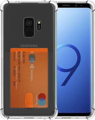 Immagine prodotto di Smartphonica Custodia per telefono adatta a Samsung Galaxy S9 con portacarte in silicone traslucido - Custodia backcover antiurto in TPU trasparente con slot per schede