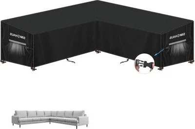 Image de Loungesethoes - Tuinsethoes - Couverture pour meubles de jardin - Housse de protection anti-UV 50+ - Forme en V - Imperméable - Pour meubles de jardin - Banc d'angle - Meubles de salon - Tissu Oxford 420D - 315 x 315 x 99 & 80/60 cm - Noir