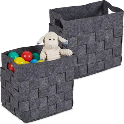 Obrázok produktu pre Šedý úložný košík z plsti Sada 2 ks