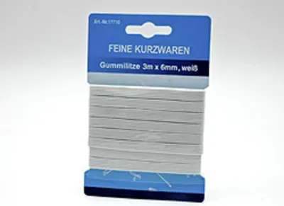 Produktbild von Gummilitze 3 m x 6 mm, weiß auf Karte