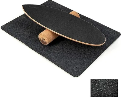 Imagen del producto de Tabla de equilibrio de madera, tabla de equilibrio, tabla de entrenamiento para trucos para uso doméstico, incluye rodillo de corcho. Tabla de equilibrio fabricada con 8 capas de madera de alta calidad, prensada