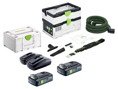 Image de Aspirateur mobile sans fil Festool CTLC SYS I-Basic 36 V (2 x 18 V) classe de poussière L + 2 batteries 4,0 Ah + double chargeur + Systainer