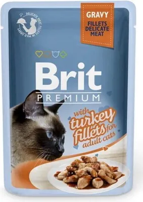 Produktbild von BRIT PREMIUM CAT Adult Truthahnfilets (Beutel) 85g