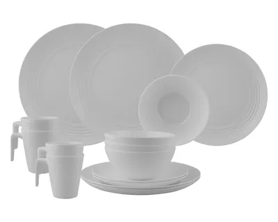 Produktbild von Melamin Campinggeschirr Set [Seramika Vanille] für 4 Personen – 16-teilig – bruchsicher, BPA-frei – ideal für Camping, Outdoor & Wohnmobil
