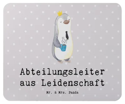 Produktbild von Mr. & Mrs. Panda Mouse Pad Abteilungsleiter Leidenschaft - Grau Pastell - Geschenk, Teamleiter, Beruf, Spruch, Mauspad, pc mousepad, laptop, Lustig, Witzig