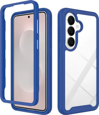 Produktbild von Galaxy S26 Hülle, Hybrid Transparente Rückseite Robust TPU Bumper Rutschfest Stoßfest Ganzkörper Schutzhülle für Samsung Galaxy S26 Dunkelblau