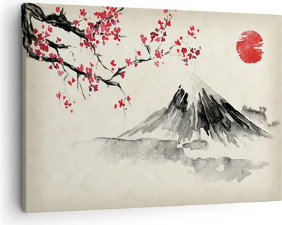 Produktbild von Bild auf Leinwand - Leinwandbild - Einteilig - Aquarell asiatisch Landschaft - 70x50cm - Wand Bild - Wanddeko - Wandbilder - Leinwanddruck - Bilder - Wanddekoration - Leinwand bilder - AA70x50-4513