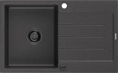 Produktbild von Mexen Bruno Granitspüle mit einem Becken und einer Abtropffläche 795 x 495 mm, Schwarz gesprenkelt, Siphon Schwarz - 6513791010-