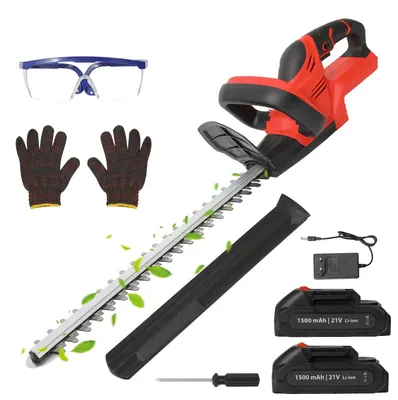 Image de Taille-haie sans fil - Taille-haie électrique - 21 V - Lame de 56 cm - Lame double tranchante - Capacité de coupe de 1,5 cm - 2 batteries de 3,0 Ah - Rouge