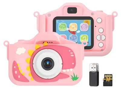 Produktbild von 1080P-Digitalkamera fuer Kinder, suesse digitale Videokamera fuer Kinder, Doppelobjektiv, 2,0-Zoll-IPS-Bildschirm, 48?M-Foto, eingebauter Akku, Spiele, mit Umhaengeband, 32?GB TF-Karte, USB-Kartenleser, Geburtstags- und Weihnachtsgeschenk fuer Jungen und Maedchen