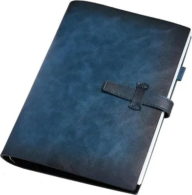 Produktbild von Schreibheft A5 mit 6-Ring-System, 120 glatte Seiten, Vintage-Organizer für Schreiben und Studium, blau
