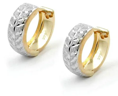 Produktbild von Creole Creolen Ohrringe diamantiert 375 Gold Weißgold & Gelbgold Goldohrringe