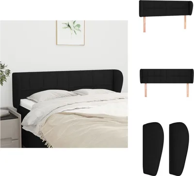 Produktbild von vidaXL Kopfteil mit Ohren Schwarz 147x23x78/88 cm Stoff -  Kopf- & Fußenden