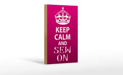 Produktbild von Holzschild Spruch 12x18cm Keep Calm and sew on
