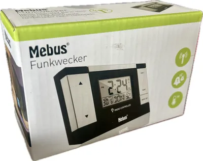 Produktbild von Mebus Funkwecker digital Datumsanzeige Temperaturanzeige Alarm Snooze Schlummerfunktion beleuchtet