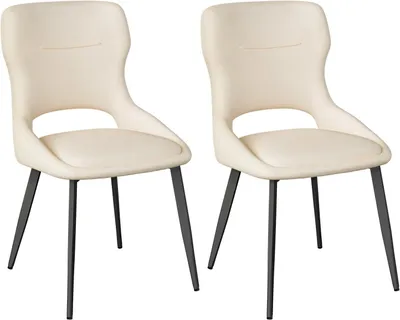Produktbild von WOLTU Esszimmerstühle 2er Set, Küchenstühle, Wohnzimmerstühle mit Ausschnitt Rückenlehne Streifen, Beige