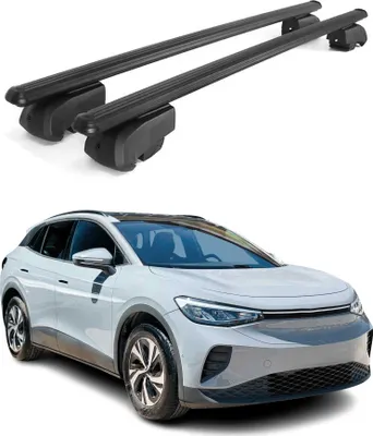 Image de Barres de toit Transversales pour VW ID.4 2020-2023 Aluminium Noir ABE