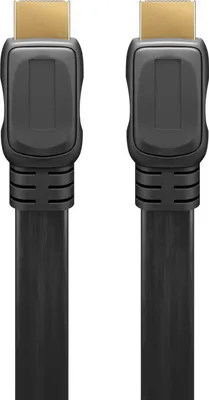 Zdjęcie produktu dla goobay Płaski kabel HDMI High Speed z Ethernetem, pozłacany, czarny, 1,5 m (luzem)