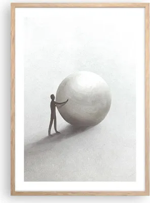 Produktbild von Gerahmtes Poster - Rahmen in heller Eiche - Sisyphus Arbeit Symbol - 50x70 cm - Wand Bild - Wanddeko - Wandbilder - Kunstposter - Wandposter - Bilderrahmen - Bilder - Kunstdruck - P2NPA50x70-4752