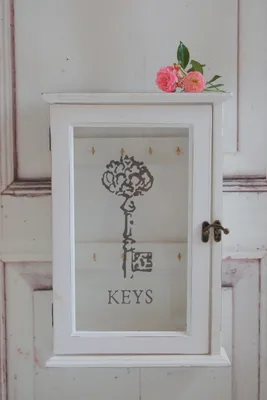 Produktbild von Landhaus Schlüsselkasten KEYS in antikweiß mit Motiv, Shabby Chic