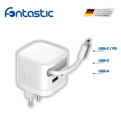 Produktbild von ZAP - 35W GaN Netzteil mit einziehbarem Kabel weiß
