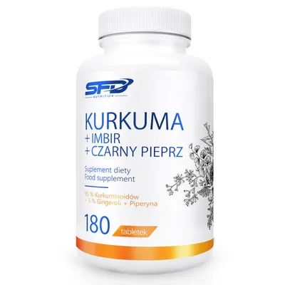 Produktbild von SFD Nutrition Kurkuma Ingwer Schwarzer Pfeffer 180 Tabletten