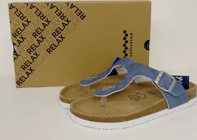 Produktbild von softrelax Damen Zehensteg Pantolette jeansblau mit Schnalle 42