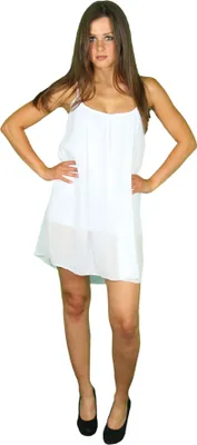 Produktbild von Damen Sommerkleid Chiffon Strandkleider y rückenfrei weiß, Größe:XL