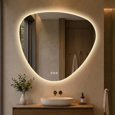 Immagine prodotto di S'AFIELINA Specchio Bagno LED 80 x 90 cm, Retroilluminato, Senza Cornice, 3 colori di luce, luminosità regolabile, antiappannamento e memoria