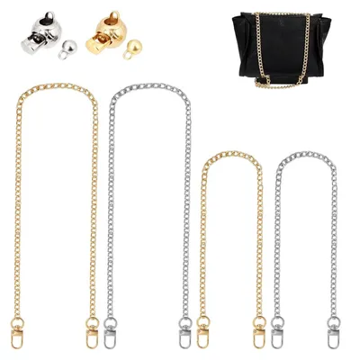 Produktbild von Taschenkette für Handtaschen - Verstellbar mit 360° drehbarem Karabiner - Ersatzriemen - Gold und Silber, 80 cm und 120 cm