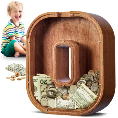 Image de Grande tirelire en bois avec les lettres A et Z, pour les enfants, les filles et les adultes, cadeau, décoration