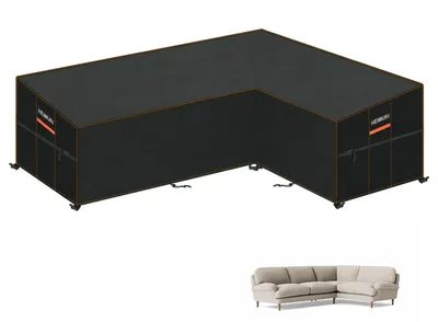 Immagine prodotto di Copertura per mobili da giardino, divano a forma di L, impermeabile, telo protettivo per divani ad angolo, dimensioni 260x210x90x80/65 cm