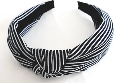 Produktbild von Haarreifen Knoten Breit Haarreif Schleife Haarschmuck Gestreift Turban 3,5cm Breit   0716 Dunkelblau