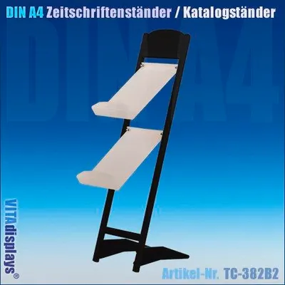 Produktbild von DIN A4 Zeitschriftenständer / Katalogständer (2 Fächer) schwarz