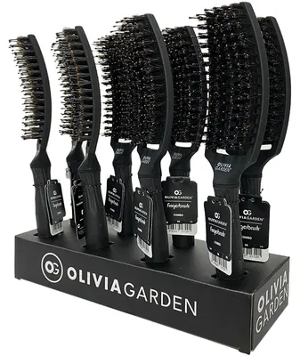 Produktbild von Olivia Garden – Schwarzes Ausstellungsdisplay + Set bestehend aus 8 Fingerbürsten, Größe: mittel