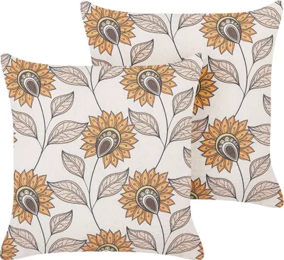 Obrázek produktu pro BELIANI Sada 2 dekorativních polštářů vícebarevné 45 x 45 cm s květovaným vzorem snímatelný potah s výplní