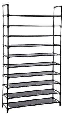 Produktbild von Schuhregal mit 10 Ebenen, Schwarz, für 50 Paar Schuhe, 100x30x176cm